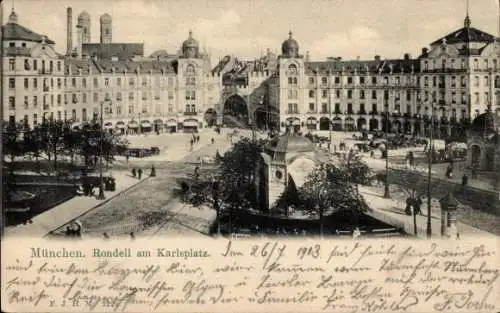 Ak München Bayern, Karlsplatz, Rondell