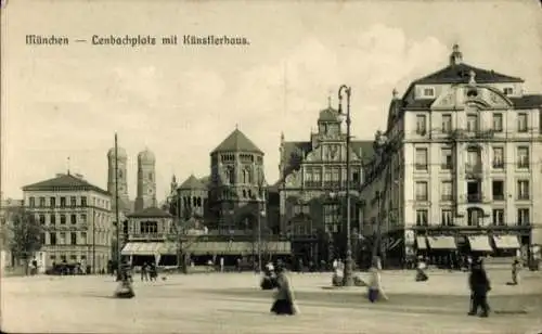 Ak München, Lenbachplatz, Künstlerhaus, Synagoge