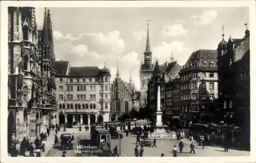 Ak München, Marienplatz, Straßenbahn