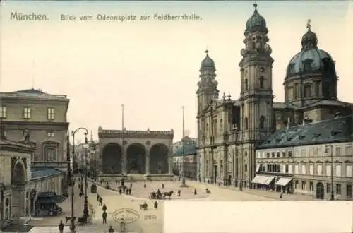 Ak München Bayern, Feldherrnhalle, Odeonsplatz