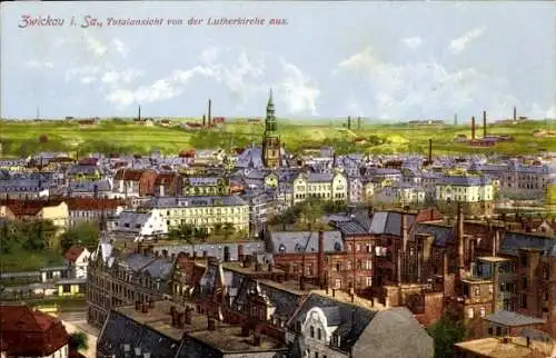 Ak Zwickau in Sachsen, Totalansicht, Blick von der Lutherkirche