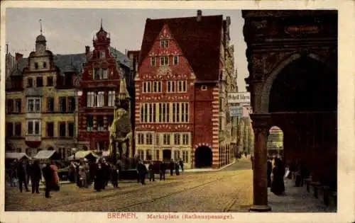 Ak Hansestadt Bremen, Marktplatz (Rathauspassage)