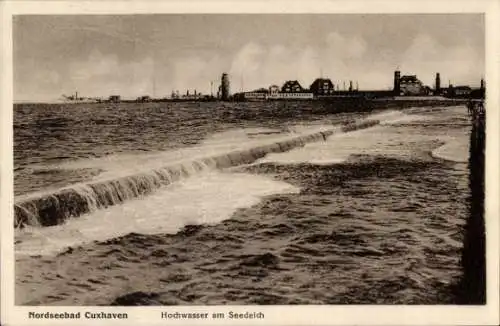 Ak Nordseebad Cuxhaven, Hochwasser am Seedeich