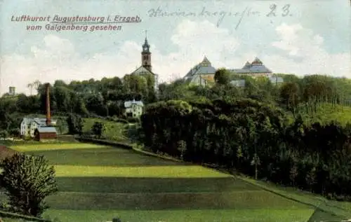 Ak Augustusburg im Erzgebirge, vom Galgenberg gesehen