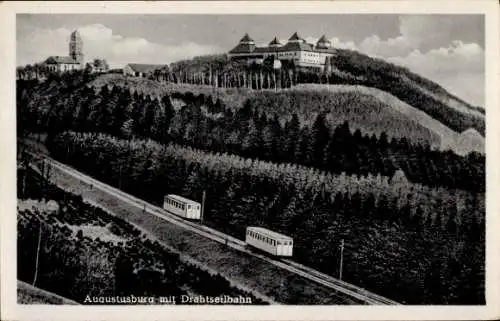 Ak Augustusburg im Erzgebirge, mit Drahtseilbahn