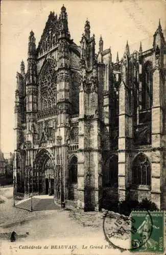 Ak Beauvais Oise, Kathedrale, Großes Portal