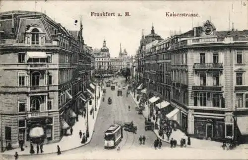 Ak Frankfurt am Main, Kaiserstraße, Straßenbahn