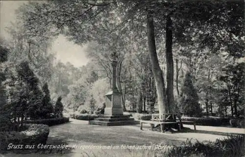 Ak Eberswalde in der Mark, Botanischer Garten, Kriegerdenkmal