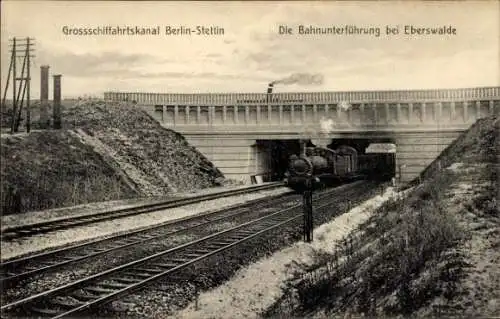 Ak Eberswalde im Kreis Barnim, Bahnunterführung, Großschifffahrtskanal Berlin-Stettin