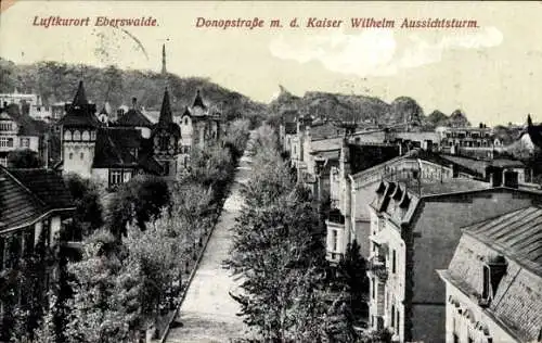 Ak Eberswalde, Waldstadt, Donopstraße mit dem Kaiser Wilhelm Aussichtsturm