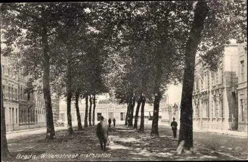 Ak Breda Nordbrabant Niederlande, Willemstraat mit Bahnhof