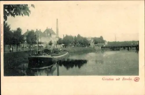 Ak Breda Nordbrabant Niederlande, Brug, Frachter