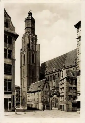 Ak Wrocław Breslau Schlesien, Elisabethkirche vom Ring aus, Geschäft Kleemann