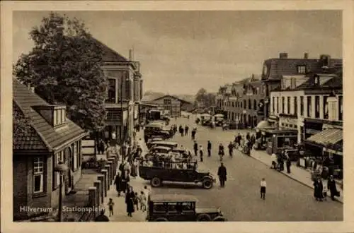 Ak Hilversum Nordholland Niederlande, Stationsplein