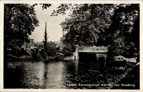 Ak Leiden Südholland Niederlande, Korevaarstraat met Jan Van Houtbrug