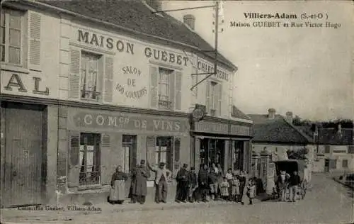 CPA Villiers Adam Val d'Oise, Maison Guebet et Rue Victor Hugo