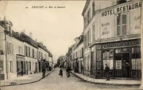 Ak Ermont Val d'Oise, Rue de Sannois, Hotel- Restaurant