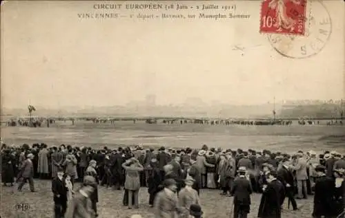 Ak Vincennes Val de Marne, Circuit Europeen 1911, Monoplan Sommer