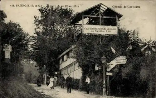 CPA Sannois Val d'Oise, Café Restaurant Moulin de la Chaumière, Chemin de Cormeille