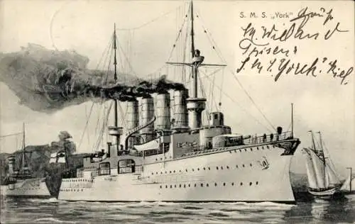 Ak Deutsches Kriegsschiff, SMS Yorck, Großer Kreuzer