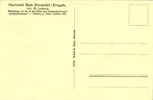 Ak Bad Einsiedel Seiffen Erzgebirge, Kurhotel, R. Ludwig