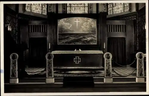 Ak Wilhelmshaven, Marine Gedächtnis Kirche, Altar, evangelische Garnisonkirche, Innenansicht