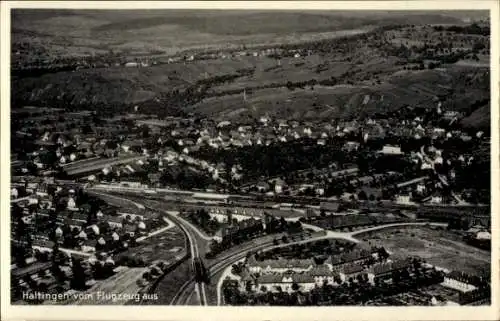 Ak Haltingen Weil am Rhein, Fliegeraufnahme