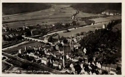 Ak Gemünden am Main Unterfranken, Fliegeraufnahme