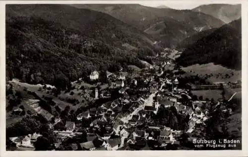 Ak Sulzburg im Markgräflerland Baden Schwarzwald, Fliegeraufnahme