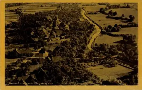 Ak Gamshurst Achern in Baden Schwarzwald, Fliegeraufnahme