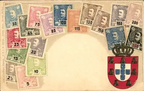 Präge Wappen Briefmarken Ak Portugal