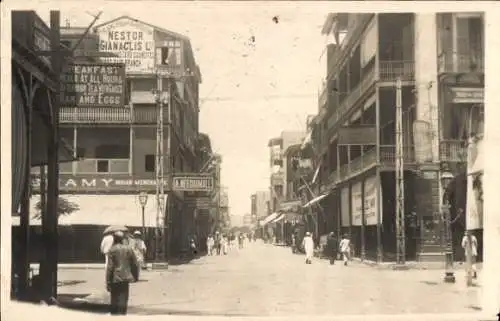 Foto Ak Suez Ägypten, Straßenansicht, Geschäfte