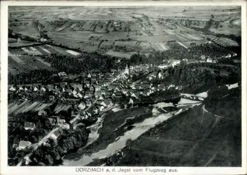 Ak Dörzbach an der Jagst Württemberg, Fliegeraufnahme