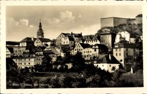 Ak Kłodzko Glatz Schlesien, Stadt mit Festung