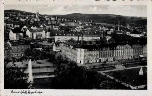 Ak Aue im Erzgebirge Sachsen, Teilansicht der Stadt mit Parkanlage