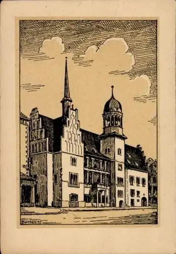 Künstler Ak Barthold, Oskar, Halle an der Saale, Altes Rathaus