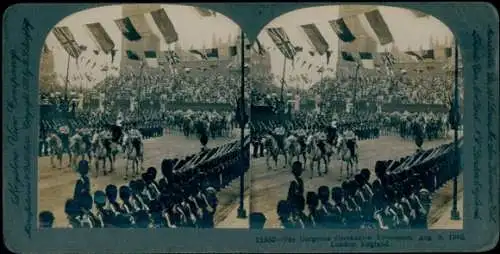 Stereo Foto London England, Krönungs-Prozession Edward VII., 1902