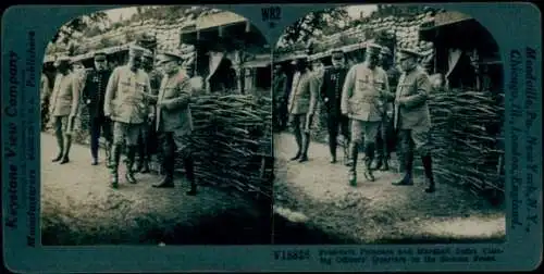 Stereo Foto Präsident Poincare und Marschall Joffre an der Somme-Front, I WK