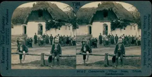 Stereo Foto Trlinak Tschechoslowakei, Dorfmotiv, Anwohner, Kinder