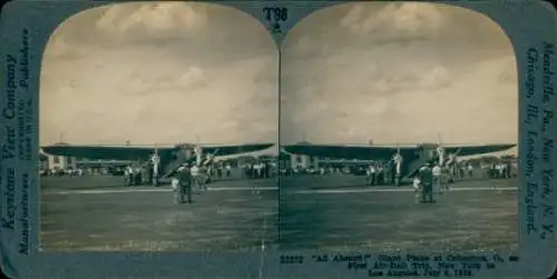 Stereo Foto Columbus Ohio, Flugzeug, Trans-Continenal Air Rail Service Pennsylvania - Santa Fe