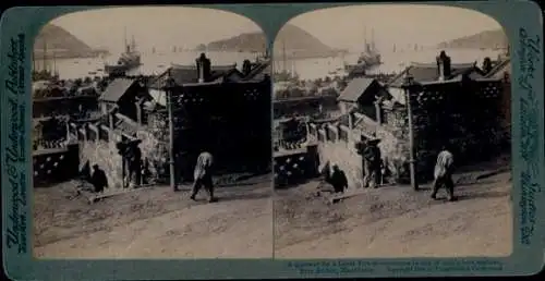 Stereo Foto Port Arthur Lüshunkou Dalian China, Hafen