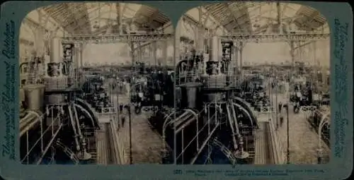 Stereo Foto Weltausstellung Paris 1900, Maschinenhalle