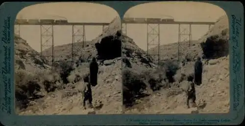 Stereo Foto Canyon Diablo Arizona, Schlucht, Eisenbahnbrücke