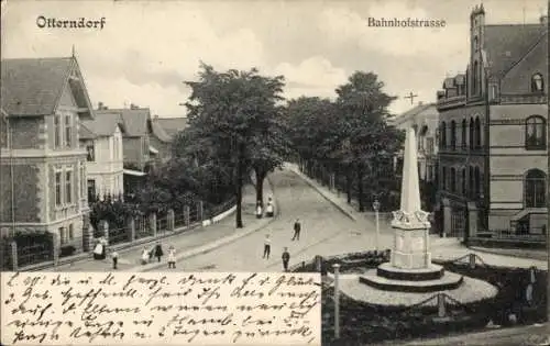 Ak Otterndorf an der Niederelbe, Bahnhofstraße, Denkmal