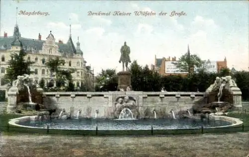 Ak Magdeburg in Sachsen Anhalt, Denkmal Kaiser Wilhelm der Große