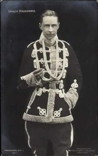 Ak Kronprinz Wilhelm von Preußen in Husarenuniform, Photochemie 3057