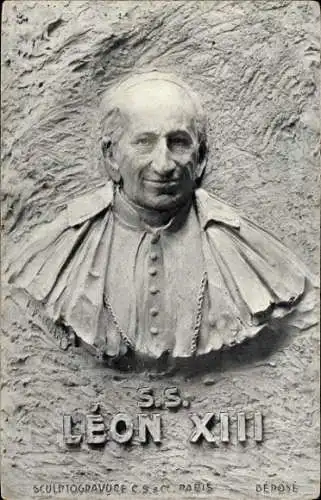 Ak Papst Leo XIII., Vincenzo Gioacchino Pecci, Portrait, Relief