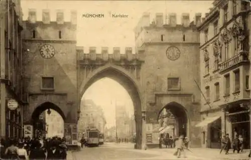 Ak München Bayern, Karlstor, Straßenbahn