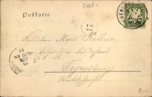 Ak München, Karlsplatz, Straßenbahnen