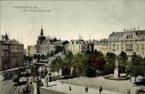 Ak Frankfurt am Main, Schillerplatz, Straßenbahn